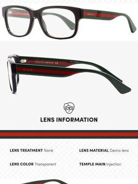 Gucci Black Frames with Green and Red Stripe Temples